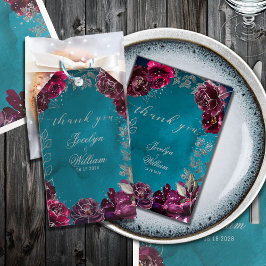 Etiqueta Para Presente Casamento com Aqua Teal Merlot Jewel Tone