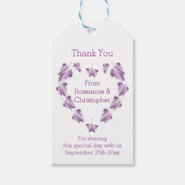 Etiqueta Para Presente Casamento com Design de Borboletas de Cor Púrpura