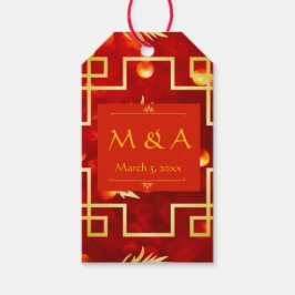 Etiqueta Para Presente Casamento com Dragões Vermelhos e Dourados