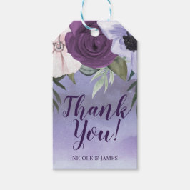 Etiqueta Para Presente Casamento com Floral em Aquarela Lavanda Roxa Mode