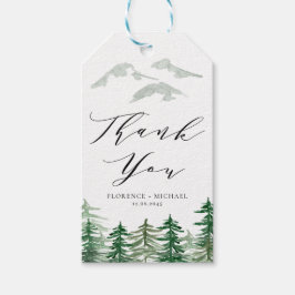 Etiqueta Para Presente Casamento com Floresta de Watercolor - Obrigado
