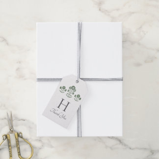 Etiqueta Para Presente Casamento com Impressão Botânica Verde e Branco