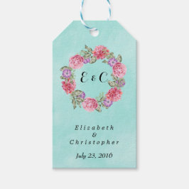Etiqueta Para Presente Casamento com Na moda de Wreath Floral Watercolor