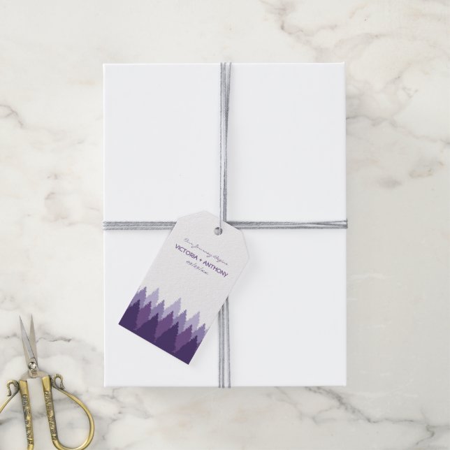 Etiqueta Para Presente Casamento com Púrpura Floresta (Com cordão)