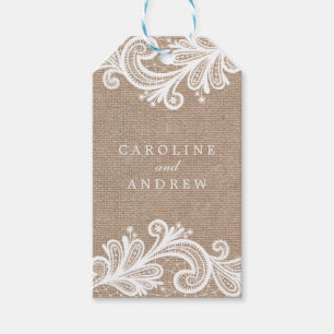 Etiqueta Para Presente Casamento com rendas e burlap