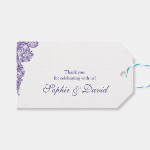 Etiqueta Para Presente Casamento com rendas ultra violetas modernas