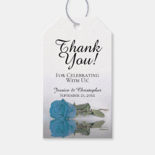 Etiqueta Para Presente Casamento com Rosa azul-turquesa romântico Obriga