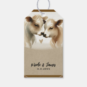 Etiqueta Para Presente Casamento Country Vaca Amor Marrom Creme