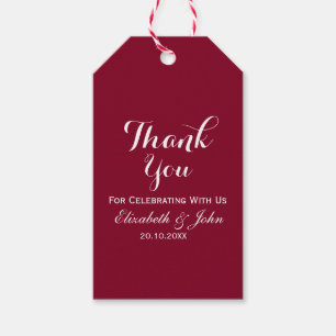 Etiqueta Para Presente Casamento Da Burgundy Red Elegante Obrigado Dando 