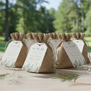 Etiqueta Para Presente Casamento Da Floresta De Pinheiros De Aquarela Sal