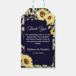 Etiqueta Para Presente Casamento das Luzes de Corda de Girassol Azul Euca