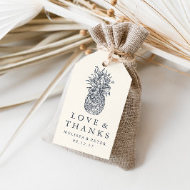 Etiqueta Para Presente Casamento de Abacaxi da Ilha Vintage - Obrigado