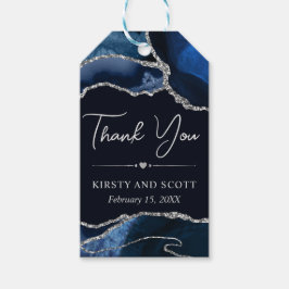 Etiqueta Para Presente Casamento de Agitação de Faux Azul e Silver