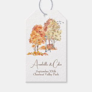 Etiqueta Para Presente Casamento de Aquarela Outono no Parque