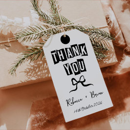 Etiqueta Para Presente Casamento de Arco Desenho de Mão Negra e Branca