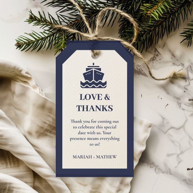 Etiqueta Para Presente Casamento de Barcos Náuticos de Cruzeiro Obrigado (Criador carregado)