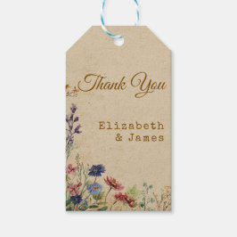 Etiqueta Para Presente Casamento de Beige Border Rustic Boho Wildflower