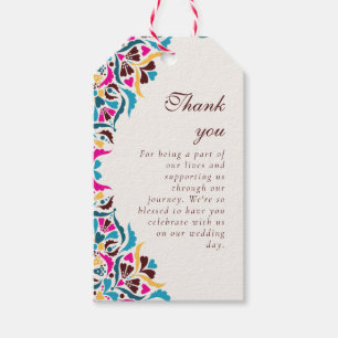 Etiqueta Para Presente Casamento de Borda com Estilo Floral de Marfim, Lu