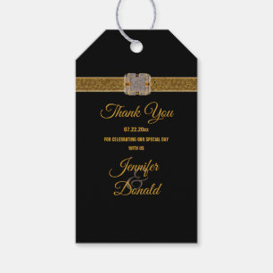 Etiqueta Para Presente Casamento de Brooch Dourado negro e legante