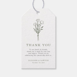 Etiqueta Para Presente Casamento de Buquê Floral Minimalista Taupe Verde