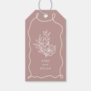 Etiqueta Para Presente Casamento de Buquê Rosa Floral