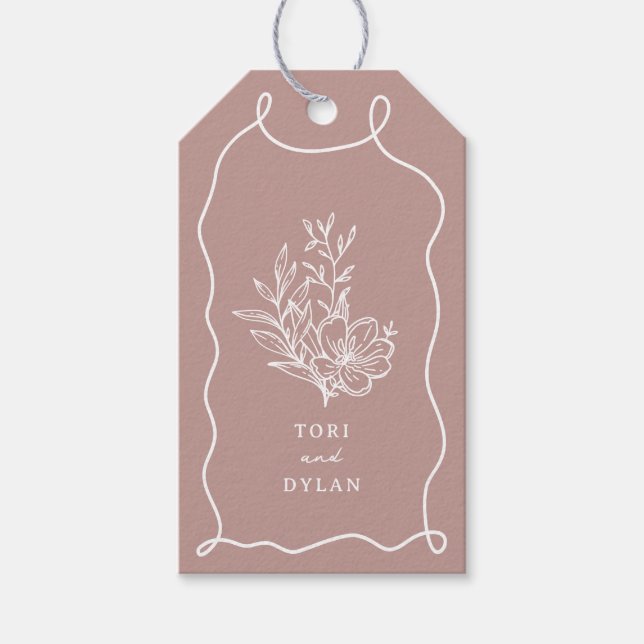 Etiqueta Para Presente Casamento de Buquê Rosa Floral (Frente)