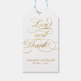 Etiqueta Para Presente Casamento de Caligrafia e Amor Dourado e Obrigados