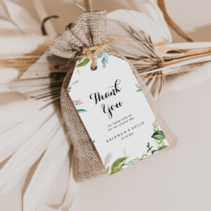 Etiqueta Para Presente Casamento de Caligrafia tropical Greenery Obrigado