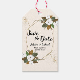 Etiqueta Para Presente Casamento De Castanho E Creme Floral Salvar A Data