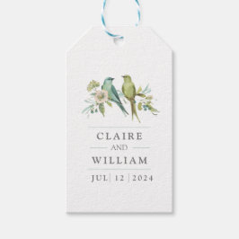 Etiqueta Para Presente Casamento de Cor de Água Botânica de Aves Verdes A