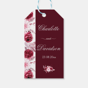 Etiqueta Para Presente Casamento De Cores De Água Rosa-Rosa Com Bordo Ver