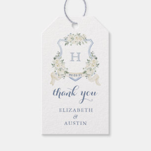 Etiqueta Para Presente Casamento de Derramamento Azul Floral Elegante Obr