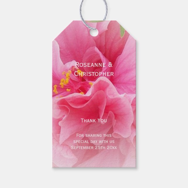 Etiqueta Para Presente Casamento de Design Floral Rosa (Frente)