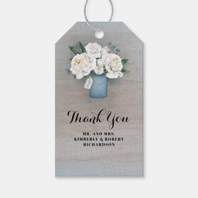 Etiqueta Para Presente Casamento de Dusty Blue Floral (Frente)