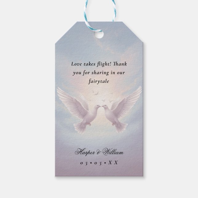 Etiqueta Para Presente Casamento de fairytale lovebird (Frente)