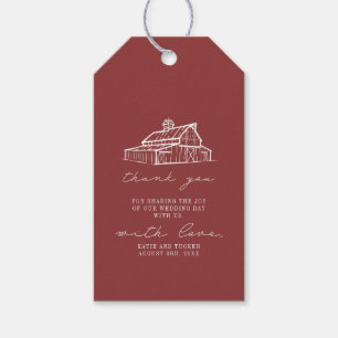 Etiqueta Para Presente Casamento de Fazenda Red Barn Revertido Rustic Obr