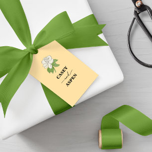 Etiqueta Para Presente Casamento de Flor da Magnolia Minimalista