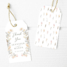 Etiqueta Para Presente Casamento de Flor Selvagem de Creme Elegante Obrig