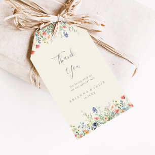 Etiqueta Para Presente Casamento de Flor Selvagem Radiante Multicolorido
