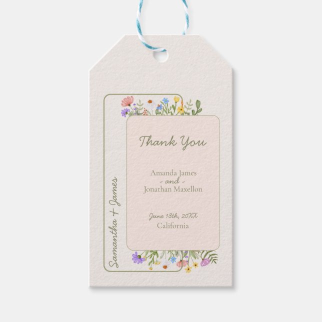 Etiqueta Para Presente Casamento de Flor Selvagem Russo Moderno (Frente)