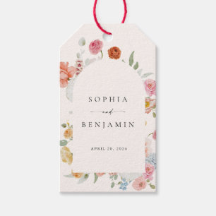Etiqueta Para Presente Casamento de Flores Coloridas Elegantes