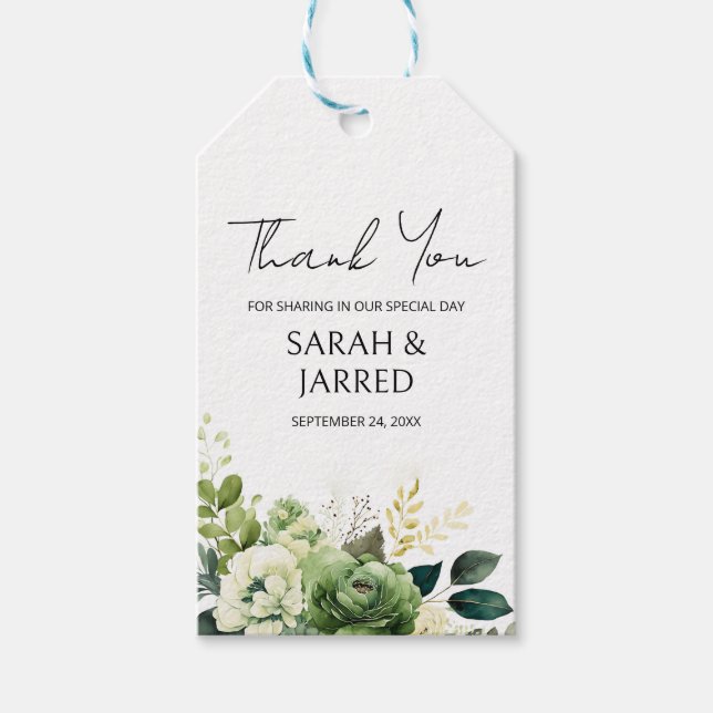 Etiqueta Para Presente Casamento de Flores e Folhagens (Frente)