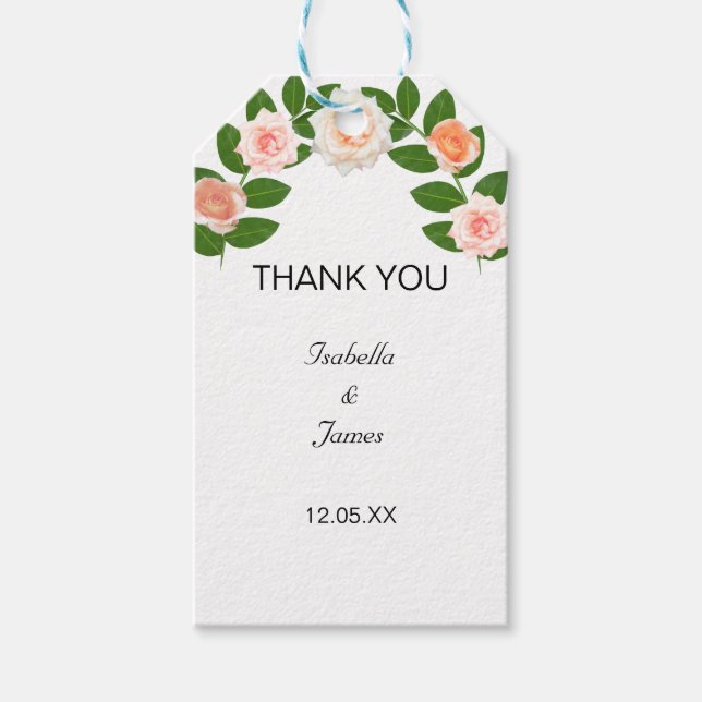 Etiqueta Para Presente Casamento de Flores Laurel & Rose (Frente)