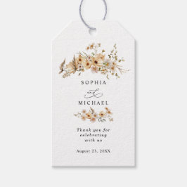 Etiqueta Para Presente Casamento de Flores Silvestres Bege
