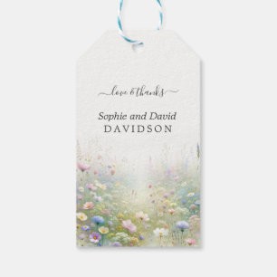 Etiqueta Para Presente Casamento de Flores Silvestres em Aquarela no Camp