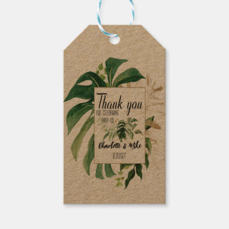 Etiqueta Para Presente Casamento de Folha de Monstera Tropical Personaliz