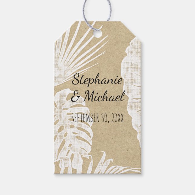 Etiqueta Para Presente Casamento de Folha Simples Kraft Greenery (Frente)