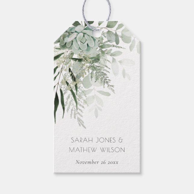 Etiqueta Para Presente Casamento de Folhagem de Frame de Fern Verde-Leafy (Frente)