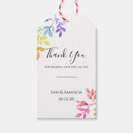 Etiqueta Para Presente Casamento de Folhas Botânicas Arco-Íris