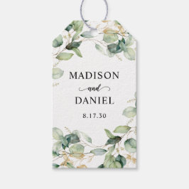 Etiqueta Para Presente Casamento de Folhas Douradas de Eucalyptus